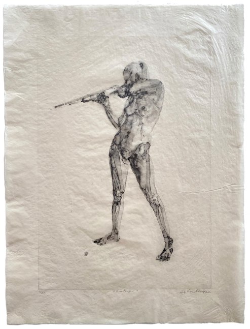 Alex Kanevsky, C.B. With A Gun 2 (4/20)  20&quot; x 15&quot; (Framed 24.5&quot; x 19&quot;)  Direct Gravure On Handmade Gampi Paper