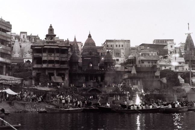 Dusk In Varanasi, Ghats Along The Ganges  11.5″ x 17″  Toned Silver Gelatin Print