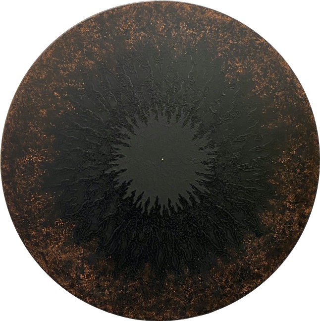 Atman 3  30″ Diameter  Abraded Acrylic And 23.5K Gold On Archival, Cradled Wood Panel