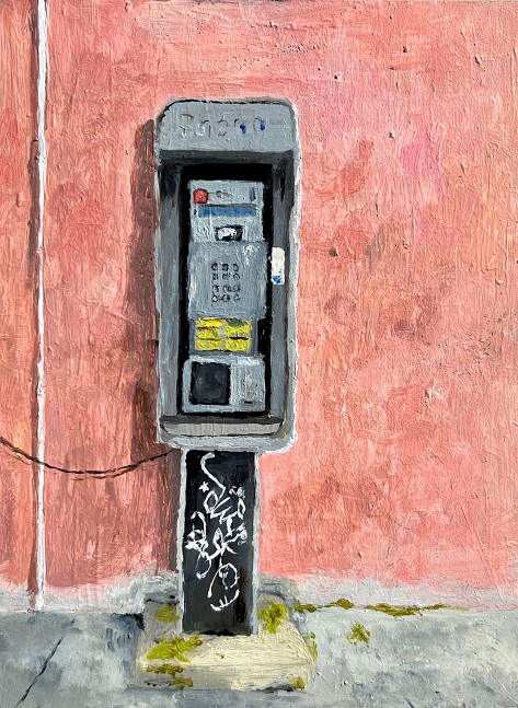 Nasir Young, Pay Phone Portrait  8&quot; x 6&quot;  Oil On Panel