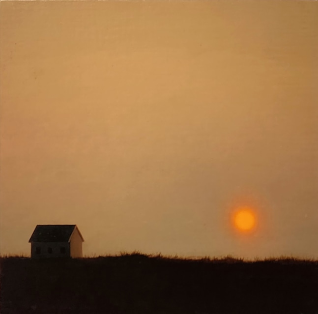 Red Sun  12&quot; x 12&quot;  Oil On Mounted Linen