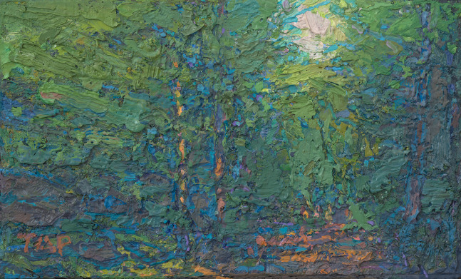 Thomas Paquette, Ironwood Trail Study II (Green) (SOLD)  3.13&quot; x 5.13&quot;  Oil/Linen/Mounted On Wood Panel
