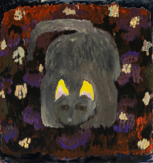 Morgan Hobbs, Scaredy Cat - Purple Pillow  30.5 x 28.5&quot;  Oil On Canvas