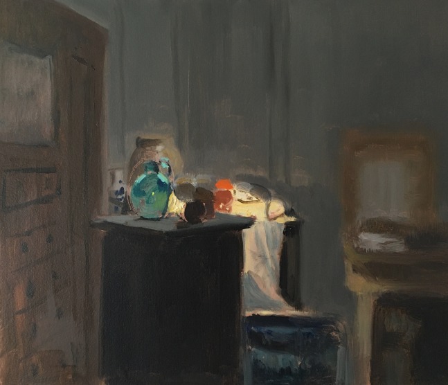 Night Interior  12&quot; x 14&quot;  Oil On Panel