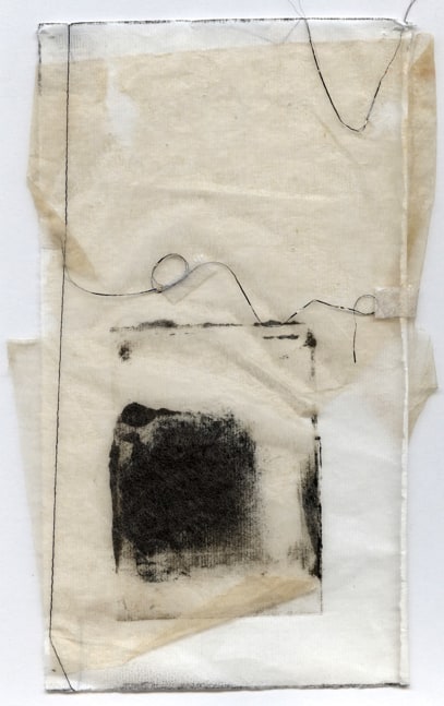 Rita Bernstein, Standing Witness  9.5&quot; x 5&quot;  Monotype With Silk And Thread On Paper