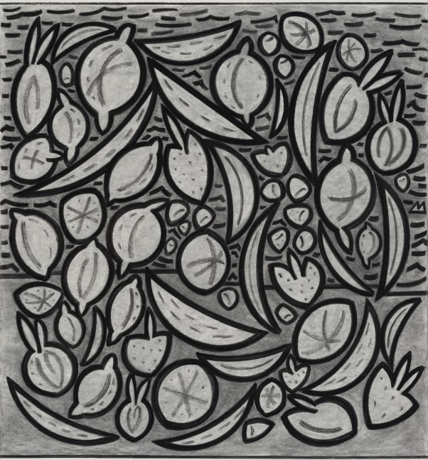 Fruit/Sea 47” x 43” Vine Charcoal On Paper (Lenox 100)