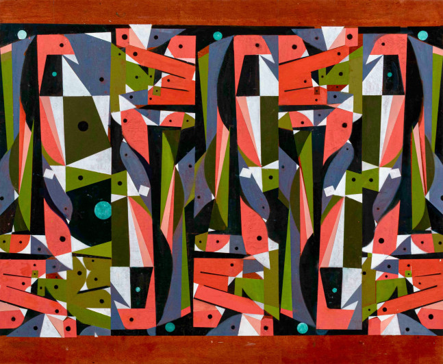 Flock 4 (Pink and Green) 51" x 62"  Oil On Panel