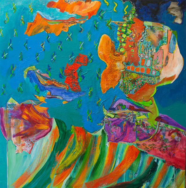 Artist Benjamin Passione, 40&quot; by 40&quot;, Oil On Canvas, Titled Dancing Under Water
