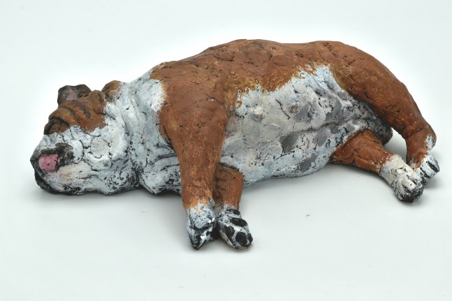 The Sleeping Bulldog  3&quot; x 8.5&quot; x 6&quot;  Resin, Acrylic Paint  Edition of 10