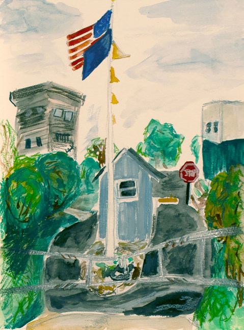 Julia Lauren Fox, Association (Gate)  12&quot; x 9&quot;  Watercolor And Colored Pencil On Paper