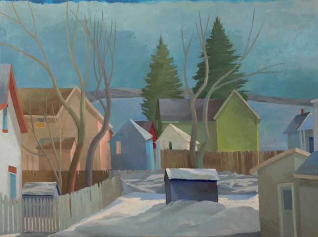 Celia Reisman, Winter Water Street, oil on canvas, 36 x 48 inches