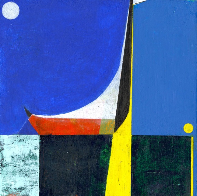 Black Swan at the Edge of the World  9.75" x 10"  Acrylic On Panel