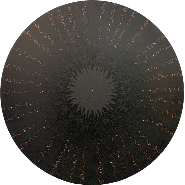 Atman 4, Terma  36″ Diameter  Abraded Acrylic And 23.5K Gold On Archival, Cradled Wood Panel