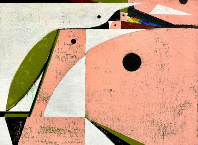 Flock 12 (Pink and Green with White and Black)  11&quot; x 15&quot;  Acrylic On Panel