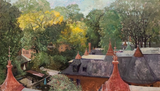West Philly Backyard II  34&quot; x 57.5&quot;  Oil On Canvas
