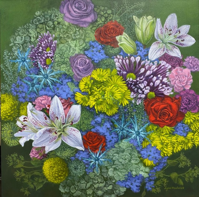 Lynn Muchnick, Welcome Spring 24&quot; x 24&quot;  Acrylic On Canvas