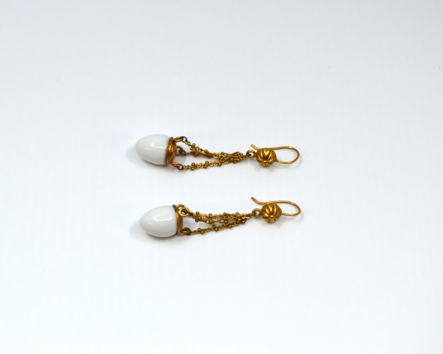Amanda Kaiserman, Palace Earrings  one size  Brass With Gold Dip, Porcelain From Limoges
