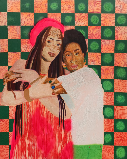Chelsey Luster, Johanna and Jahné 60&quot; x 48&quot;  Oil, Acrylic And Marker On Canvas