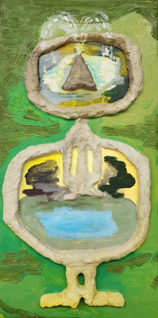 Fountain 5 - The Oracle  24″ x 12″  Oil And Papier-mâché On Canvas