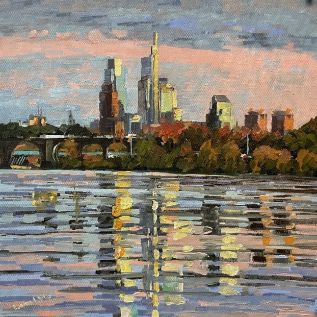 Pastel Skyline  12&quot; x 12&quot;  Oil On Board