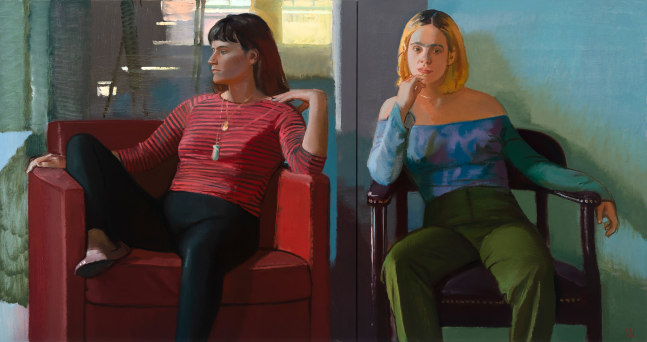 Ben And Patrice In August  82&quot; x 52&quot;  Oil On Linen