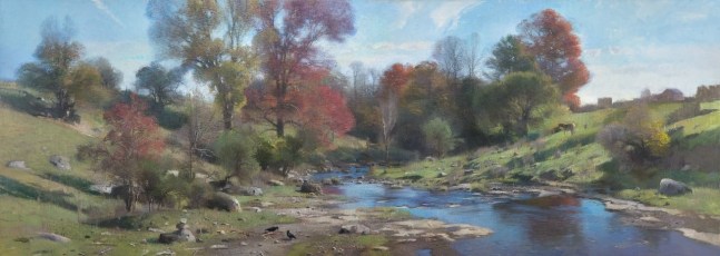 October, Stony Creek  26&quot; x 72&quot;  Oil On Canvas