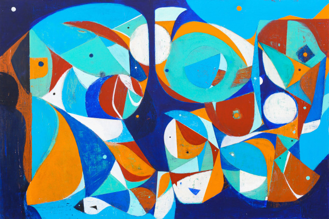Michael Gallagher, Another Blue World (24 Hour Aquarium) 32&quot; x 42&quot;  Acrylic On Canvas On Panel