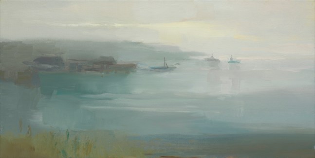 Fog At Dawn, Harbor View  15&quot; x 30&quot;  Oil On Linen