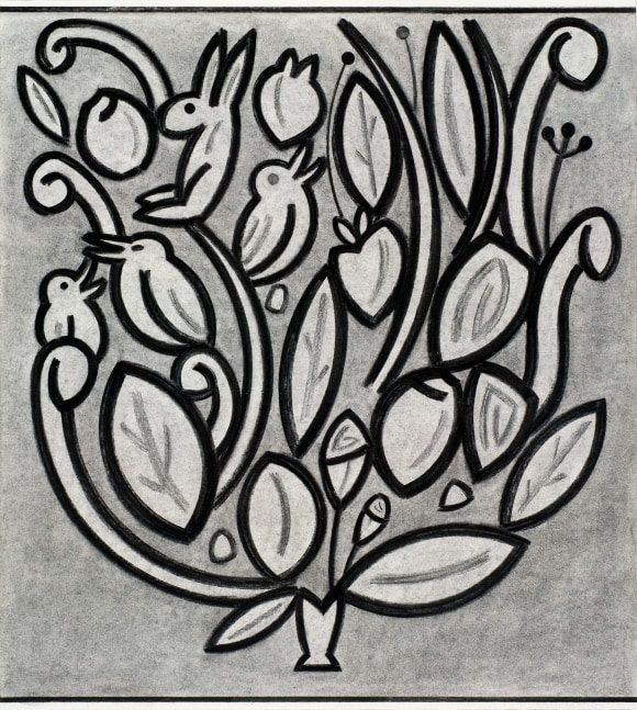 Flora  34.5&quot; x 31&quot;  Vine Charcoal On Paper (Lenox 100)