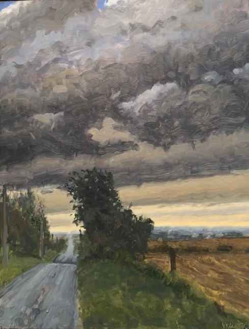 Storm Approaching Napton  14&quot; x 18&quot;  Oil On Board