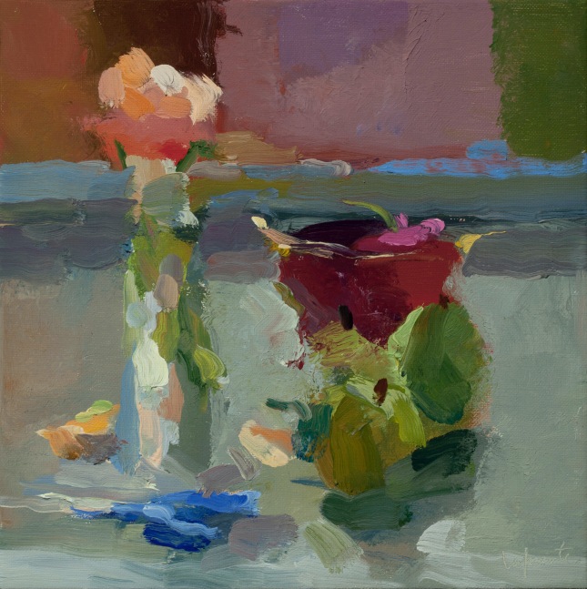 Christine Lafuente, Roses, Cherries And Pears  10&quot; x 10&quot;  Oil On Linen