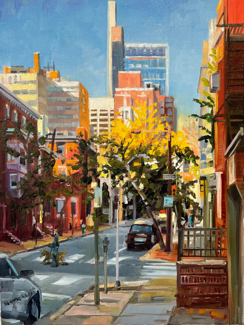 Sun On 18th Street  16&quot; x 12&quot;  Oil On Board