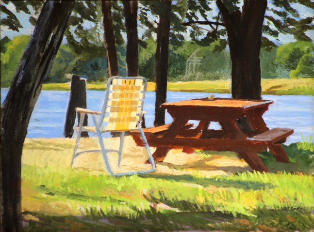 Picnic Table (Maurice River)  9” x 12”  Oil On Canvas