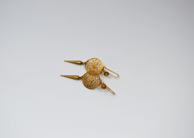 Amanda Kaiserman, Golden Louis Earrings  one size  18th Century Brass Watch Parts, Gold Dip