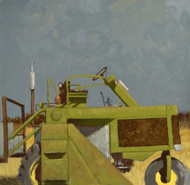 Ted Walsh, Green Tractor  12&quot; x 12&quot;   Oil On Panel