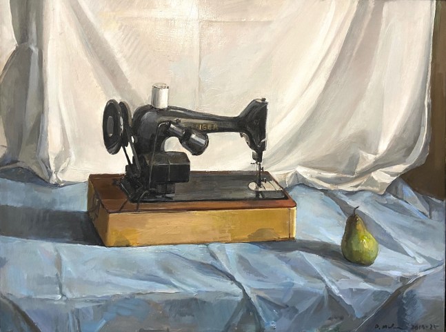 Sewing Machine and Pear  18&quot; x 24&quot;  Oil On Canvas
