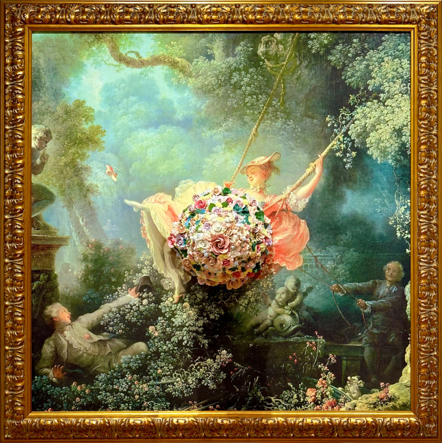 Have Your Cake And Eat It Too, (After Fragonard), 2016 - 2023  48” x 48”  Mixed Media