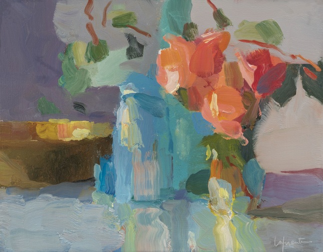 Christine Lafuente, Roses And Brass Bowl  11&quot; x 14&quot;  Oil On Linen  $3,800