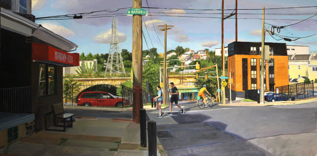 Leverington Avenue Looking Toward Belmont Hills  24" x 48"  Oil On Canvas