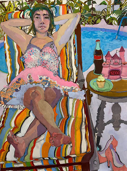 Meera In Key West  52&quot; x 30&quot;  Gouache, Charcoal &amp; Oil Pastel