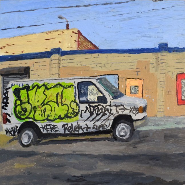 Unmarked Van #3  5&quot; x 5&quot;  Oil On Panel