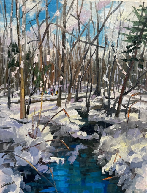 Elaine Lisle, Winter Headwaters  14&quot; x 11&quot;  Oil On Canvas