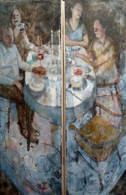 Folding Screen  59.5&quot; x 36&quot;  Oil On Canvas