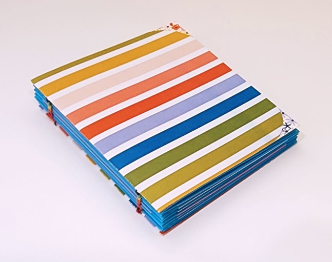 Rosae Reeder, Take Along Striped Paired Station (Notebook)  5&quot; x 4.3&quot;  Take Along Striped Paired Station Binding With HD Rainbow Thread