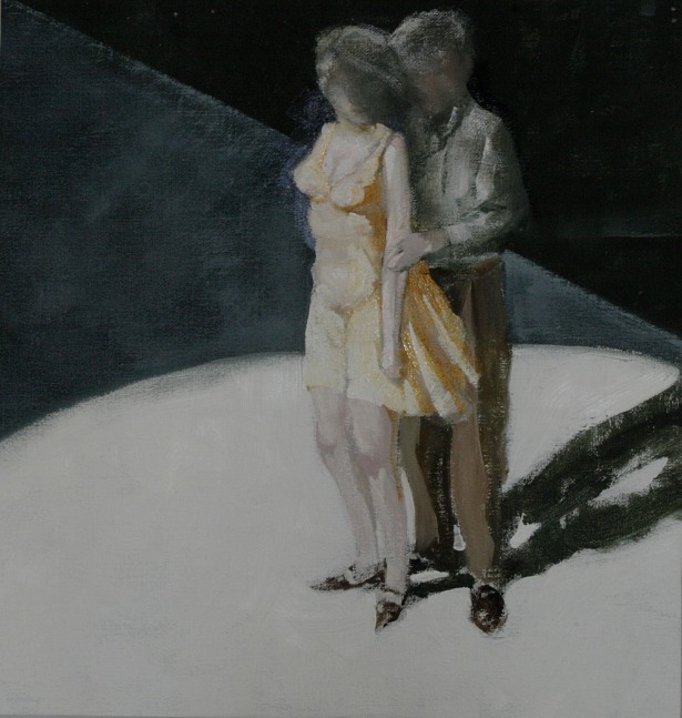 A Helicopter Eyeballs My Wife  14&quot; x 13&quot;  Oil On Canvas