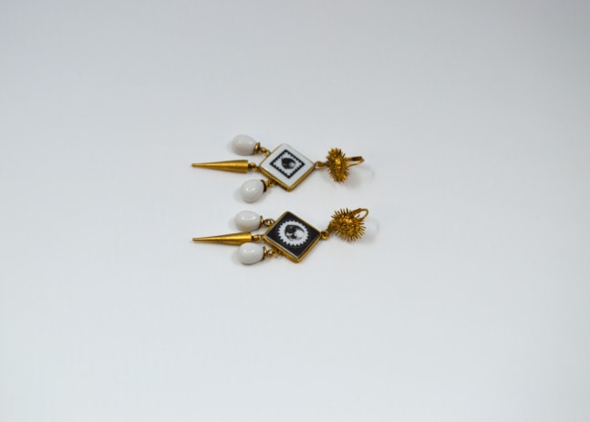 Amanda Kaiserman, Roi De L'Ombre Earrings  one size  Brass With Gold Dip, Porcelain From Limoges