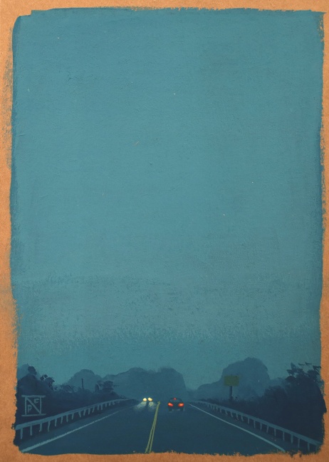 Road Study  7″ x 5″  Gouache On Shellac Paper