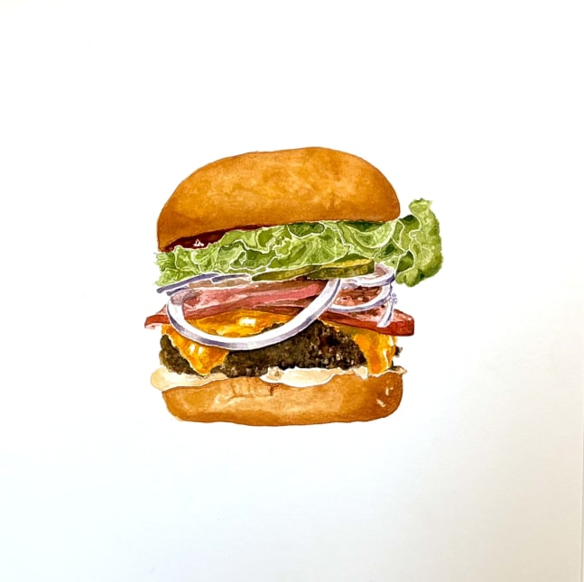 Levi Martin  nothingburger  28&quot; x 28&quot;  Watercolor  2025