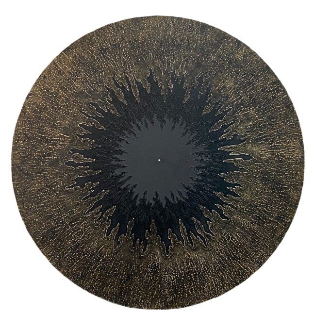 ATMAN - 5  24&quot; Diameter  Abraded Acrylic And 23.5K Gold On Archival, Cradled Wood Panel