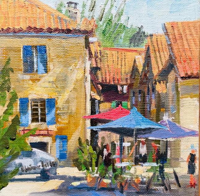 Afternoon St. Jean-de-Côle  6&quot; x 6&quot;  Oil On Board